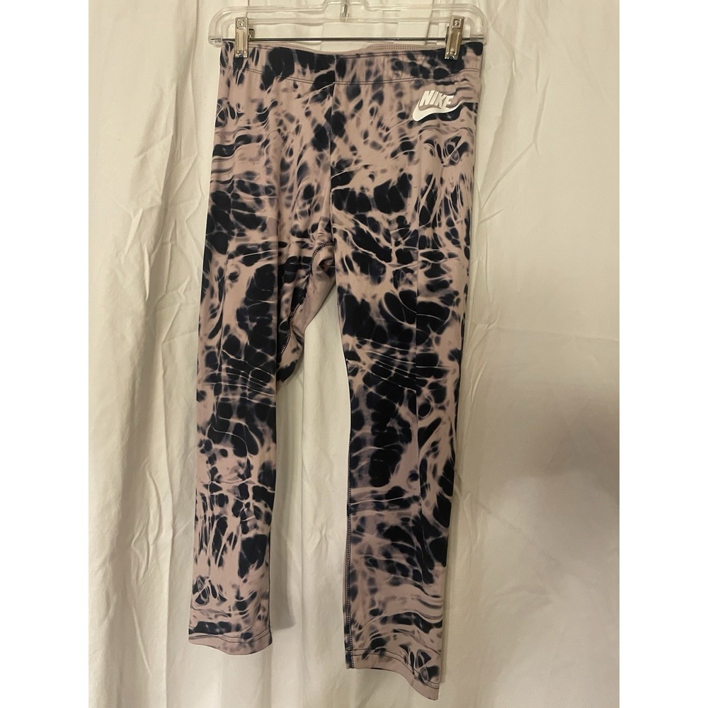 Nike Womens Leggings Pink Blue Abstract Tie Dye Medium